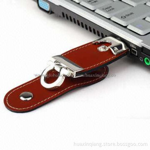 USB Memory Drives, Leather + Metal, 512MB-64GB Capacity, Logos Design, 5-year Warranty, USB2.0